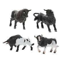 Juego de 4 Figuritas de Vaquero y Toros