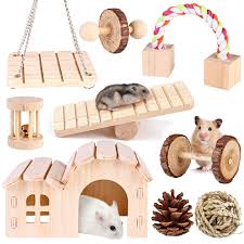 Divertido Juguete Masticable para Hámster - 9 Piezas de Madera de Pino