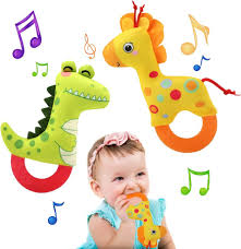 JoyPlus: 2 Sonajeros Blanditos para Bebés 0-3 Meses