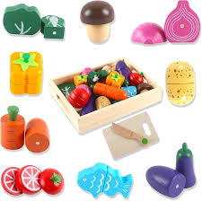 Juguete de Comida de Madera: Frutas y Verduras para Niños
